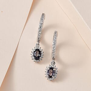 Tanzanian Platinum Spinel and White Zircon Dangling Earrings in Platinum Over Sterling Silver 1.70 ctw