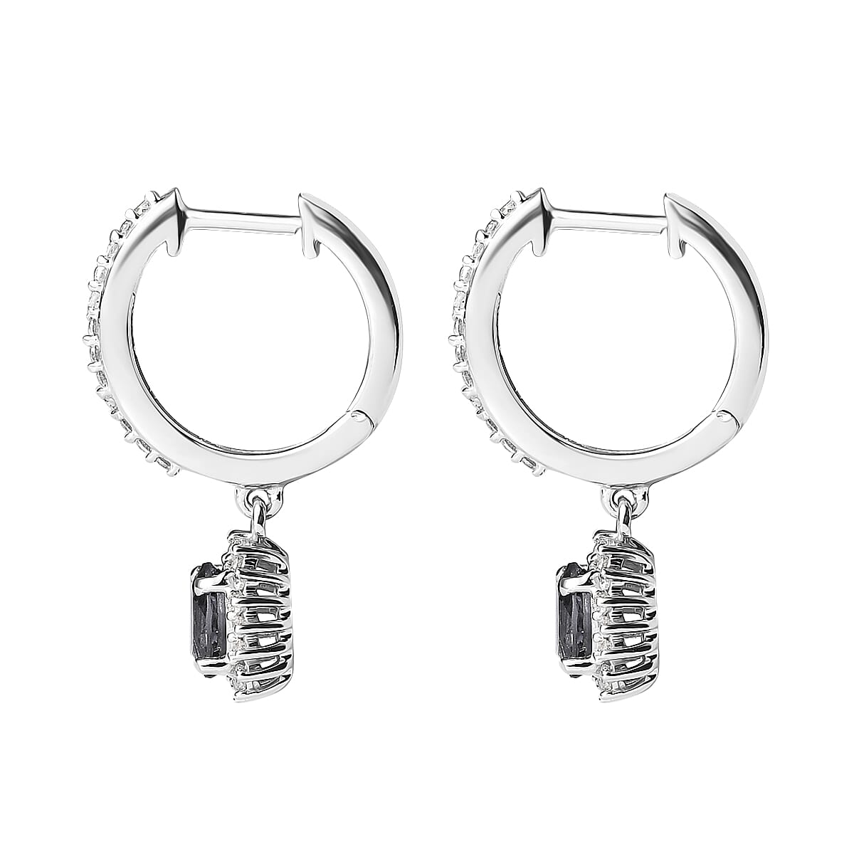 Tanzanian Platinum Spinel and White Zircon Dangling Earrings in Platinum Over Sterling Silver 1.70 ctw