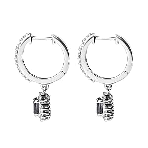 Tanzanian Platinum Spinel and White Zircon Dangling Earrings in Platinum Over Sterling Silver 1.70 ctw