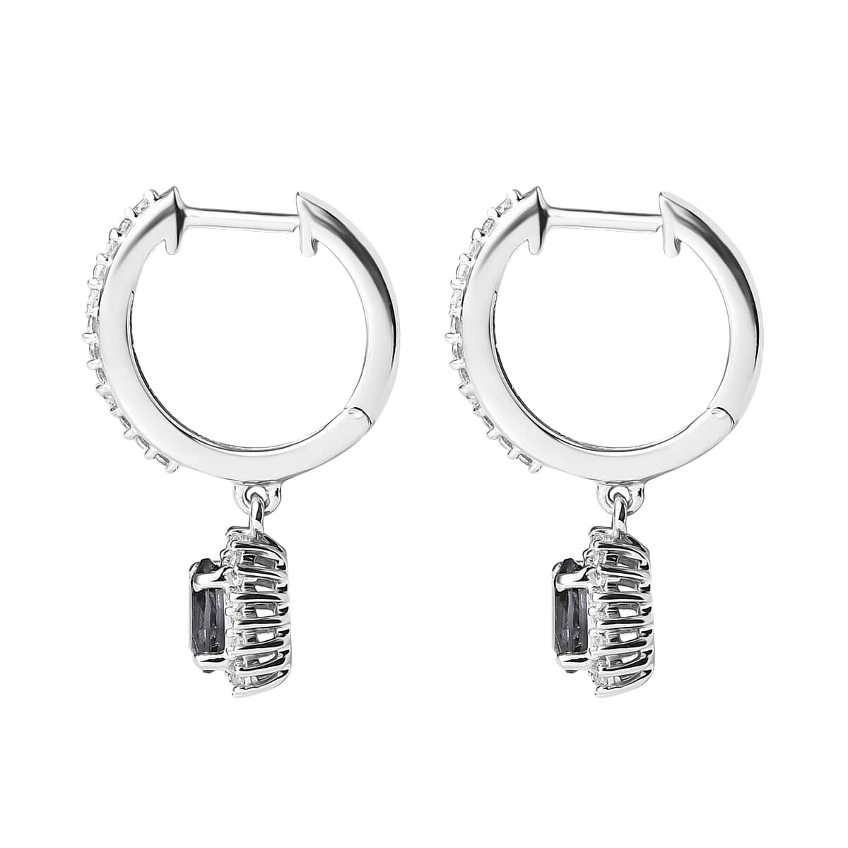 Tanzanian Platinum Spinel and White Zircon Dangling Earrings in Platinum Over Sterling Silver 1.70 ctw image number 3