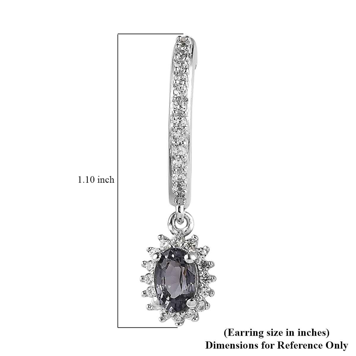 Tanzanian Platinum Spinel and White Zircon Dangling Earrings in Platinum Over Sterling Silver 1.70 ctw