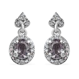 Tanzanian Platinum Spinel and White Zircon Dangle Earrings in Platinum Over Sterling Silver 1.15 ctw