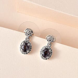 Tanzanian Platinum Spinel and White Zircon Dangle Earrings in Platinum Over Sterling Silver 1.15 ctw