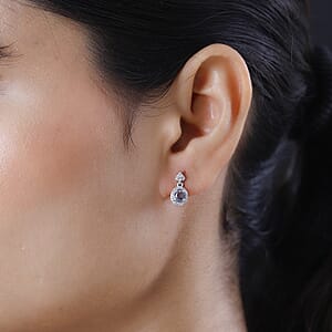 Tanzanian Platinum Spinel and White Zircon Dangle Earrings in Platinum Over Sterling Silver 1.15 ctw