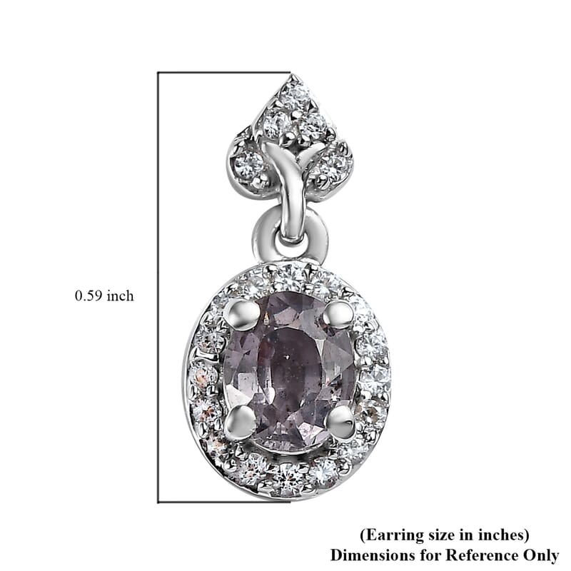 Tanzanian Platinum Spinel and White Zircon Dangle Earrings in Platinum Over Sterling Silver 1.15 ctw