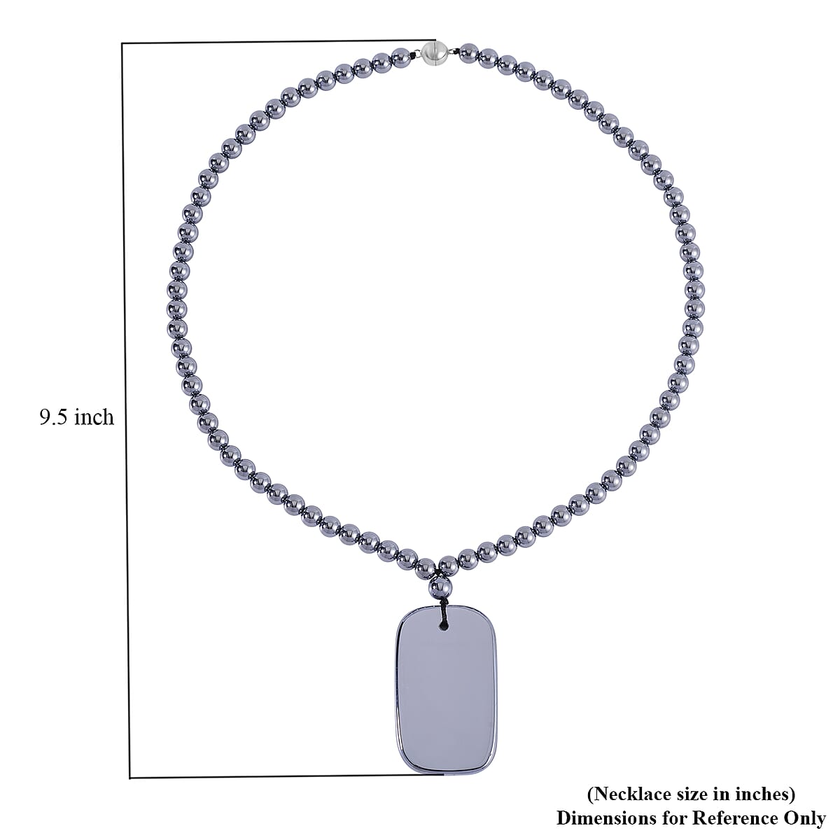 Terahertz 243.90 ctw Dog Tag Men's Pendant with Beaded Necklace 20 Inches in Rhodium Over Sterling Silver with Magnetic Lock image number 6
