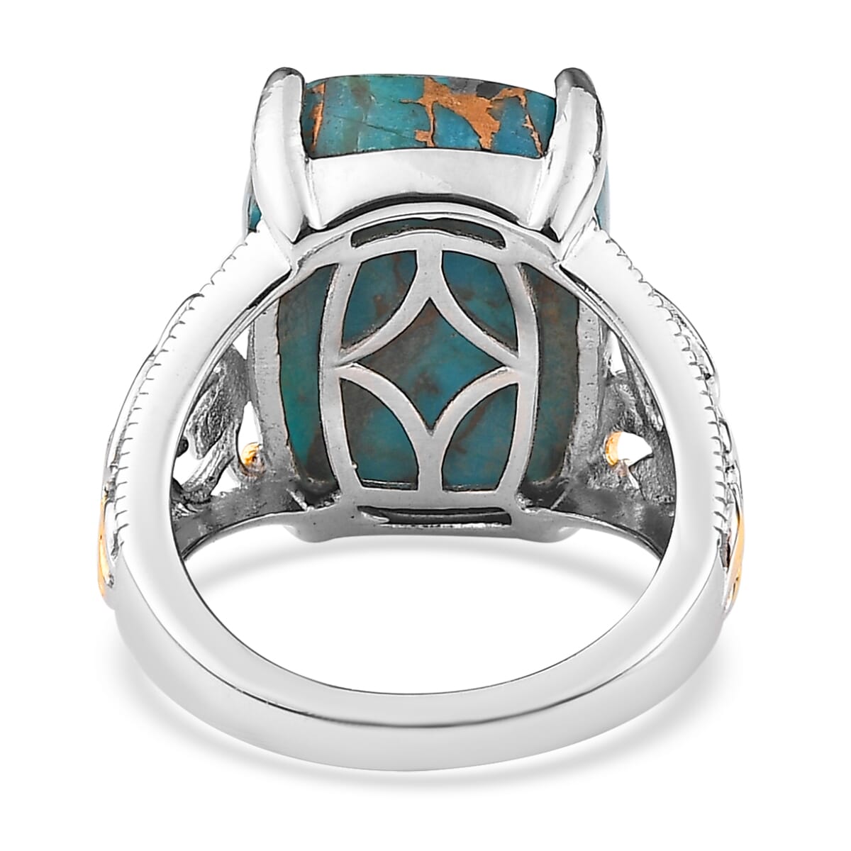 Karis Mojave Blue Turquoise Solitaire Ring in 18K YG Plated and Platinum Bond 10.80 ctw image number 4
