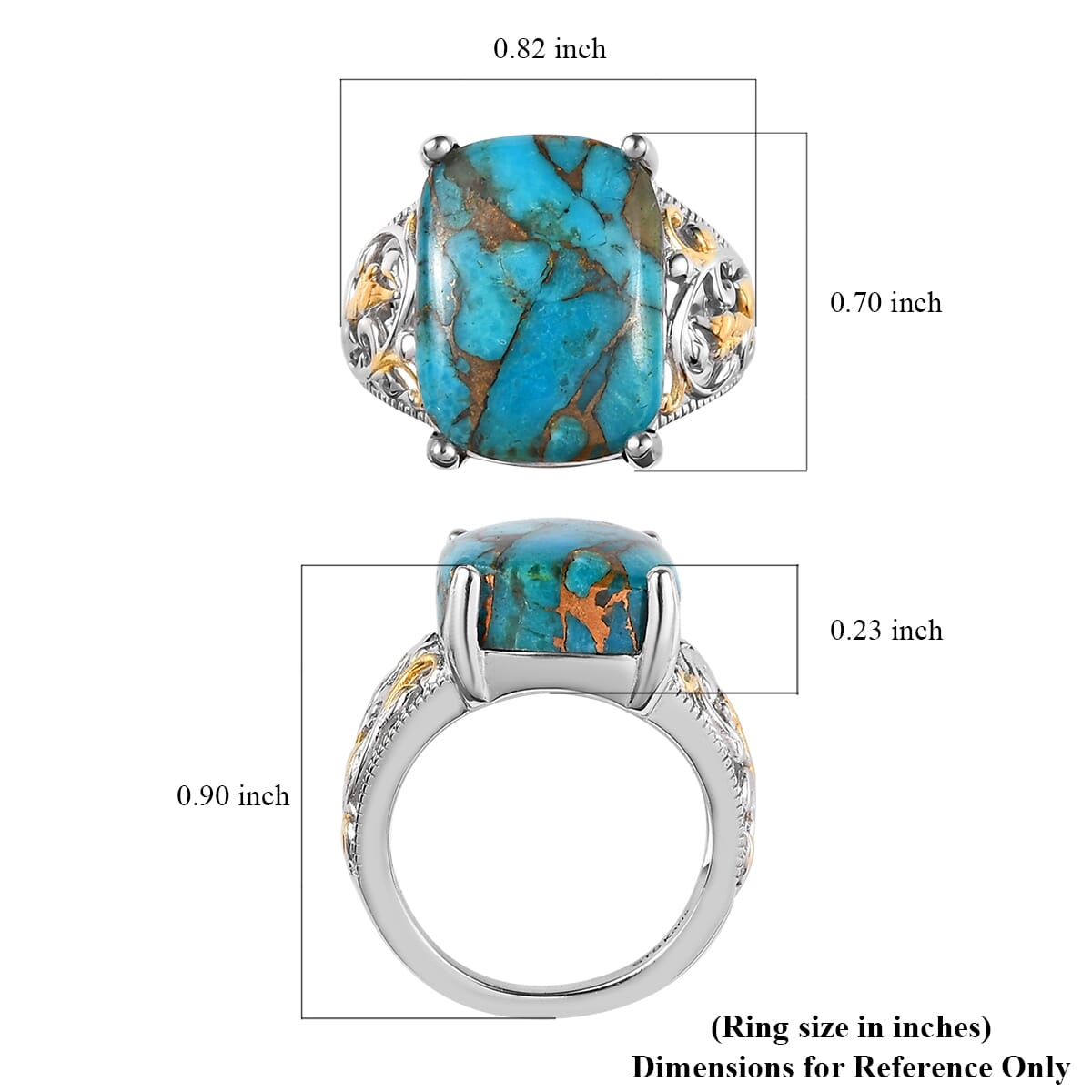 Karis Mojave Blue Turquoise Solitaire Ring in 18K YG Plated and Platinum Bond 10.80 ctw image number 5