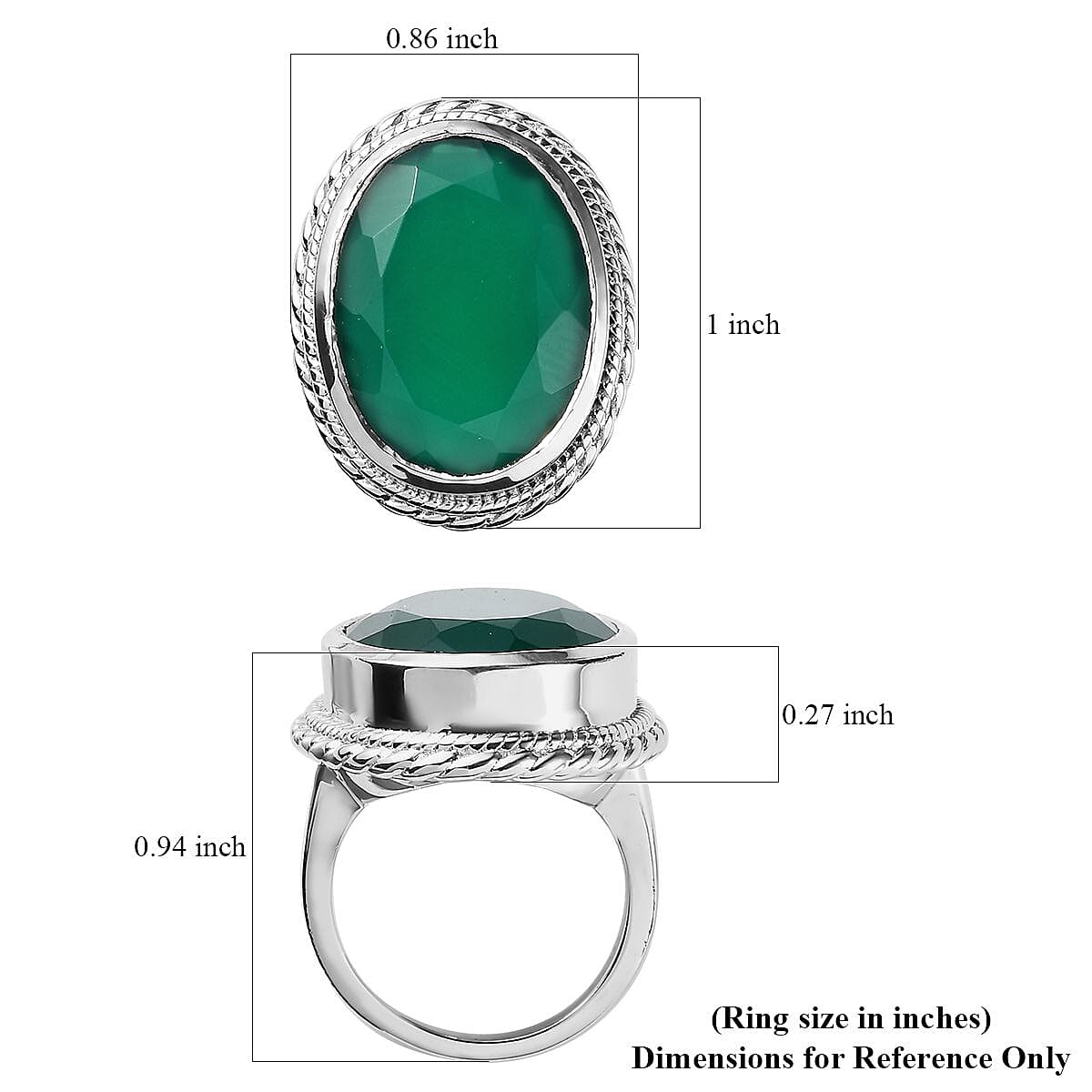 Karis Green Onyx Solitaire Ring in Platinum Bond (Size 10.0) 12.30 ctw