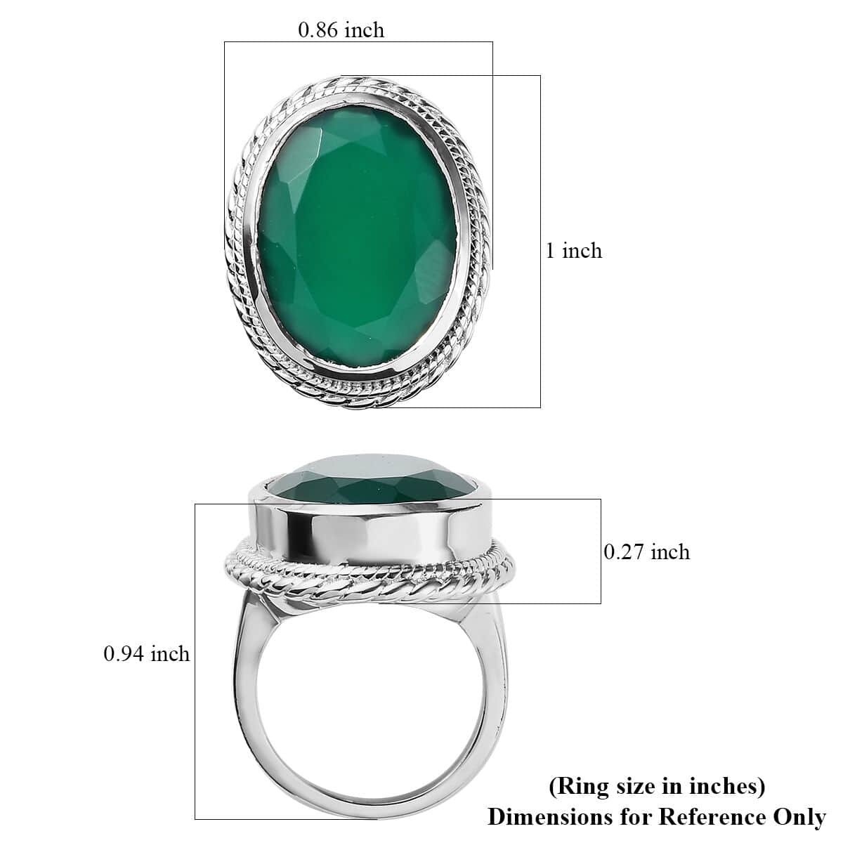 Karis Green Onyx Solitaire Ring in Platinum Bond (Size 10.0) 12.30 ctw image number 5