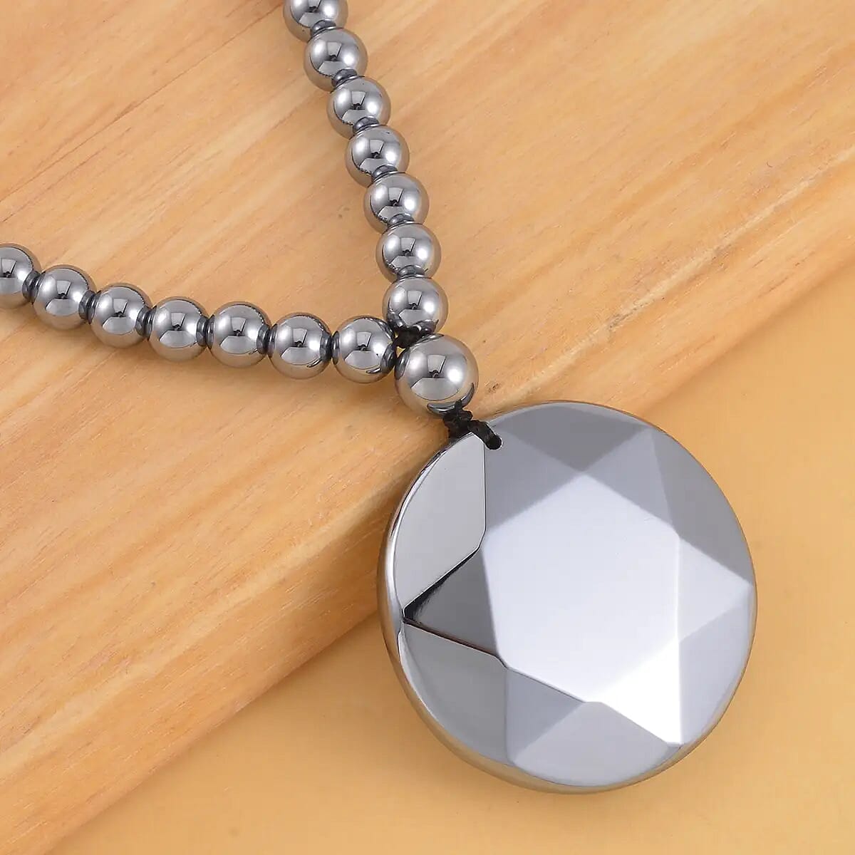 Terahertz 243.90 ctw Asterism Cut Pendant with Beaded Necklace 20 Inches in Rhodium Over Sterling Silver image number 1