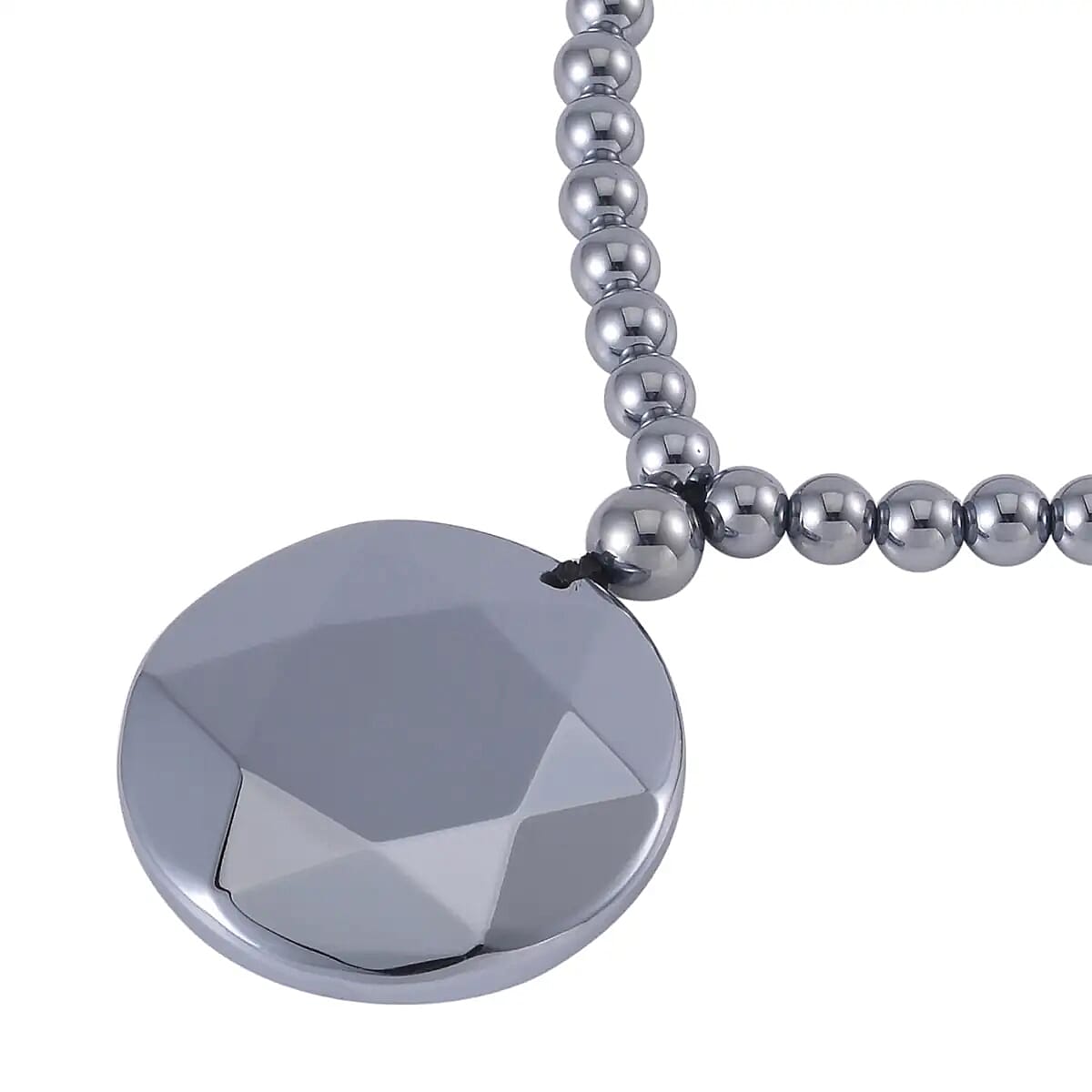 Terahertz 243.90 ctw Asterism Cut Pendant with Beaded Necklace 20 Inches in Rhodium Over Sterling Silver image number 4