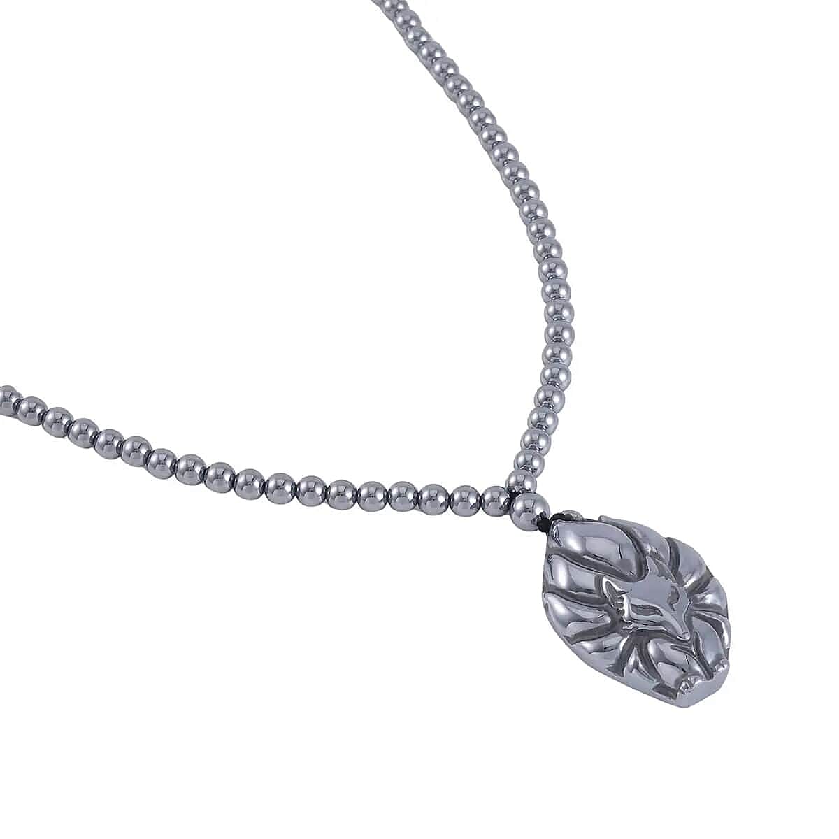 Terahertz 243.90 ctw Fox Pendant with Beaded Necklace 20 Inches in Rhodium Over Sterling Silver with Magnetic Lock image number 4