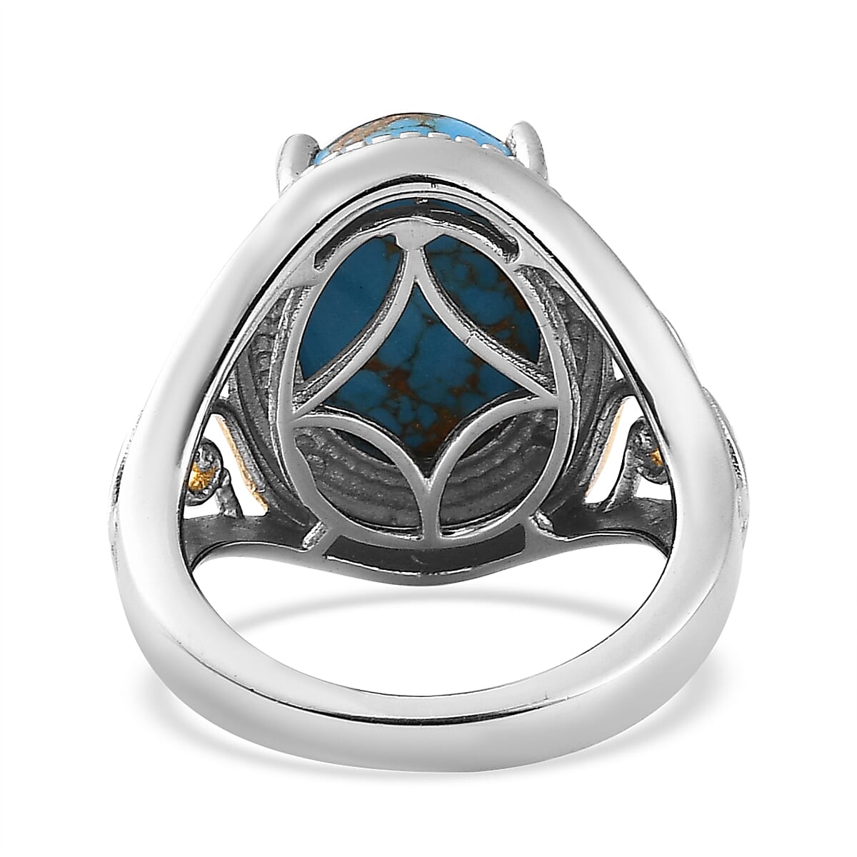 Karis Mojave Blue Turquoise Solitaire Ring in 18K YG Plated and Platinum Bond (Size 10.0) 5.35 ctw