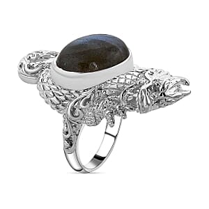Labradorite 10.00 ctw Ring in Sterling Silver (Size 5.5)