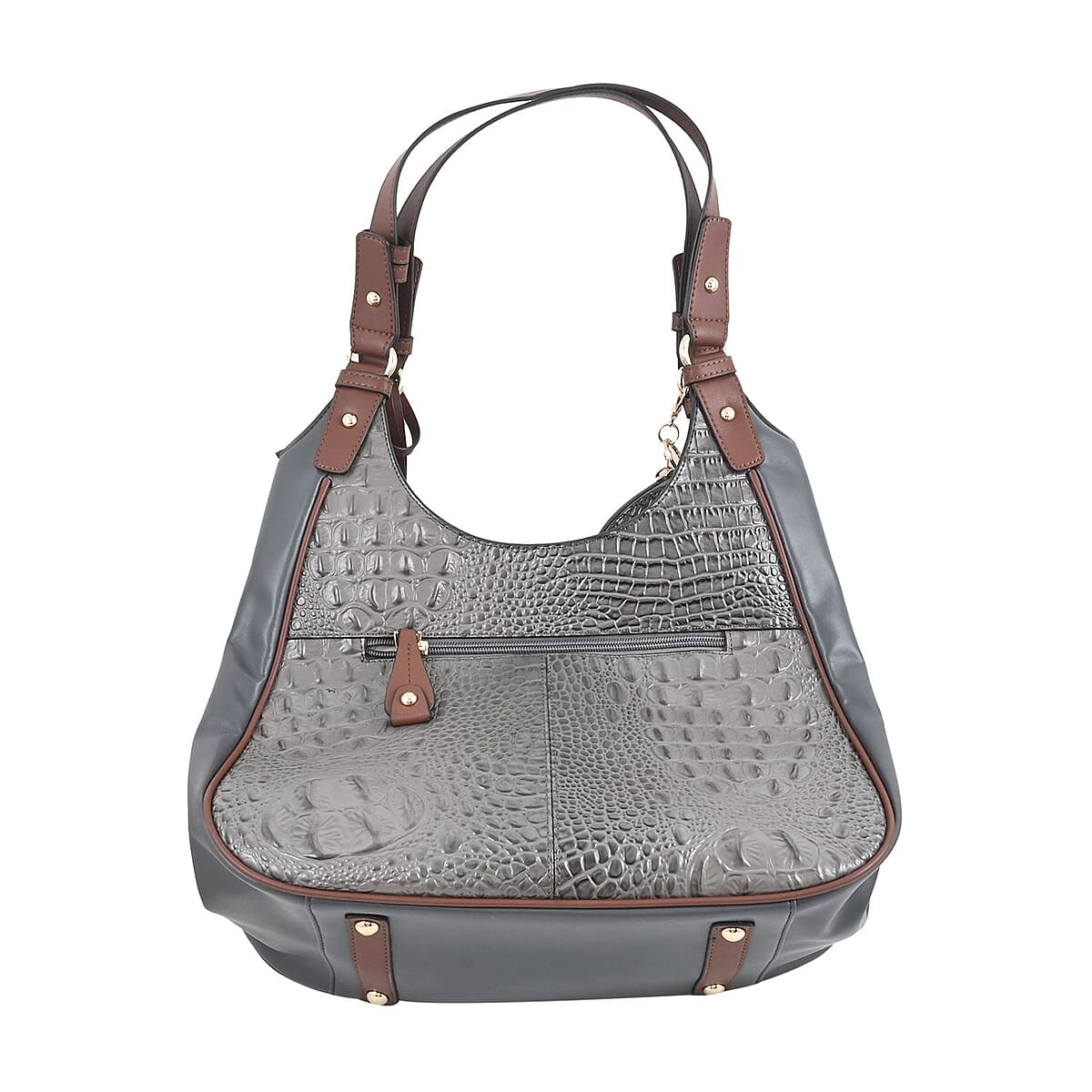 MC Jade Gray Croco Embossed Genuine Leather Tote with Matching Coin Pouch image number 3