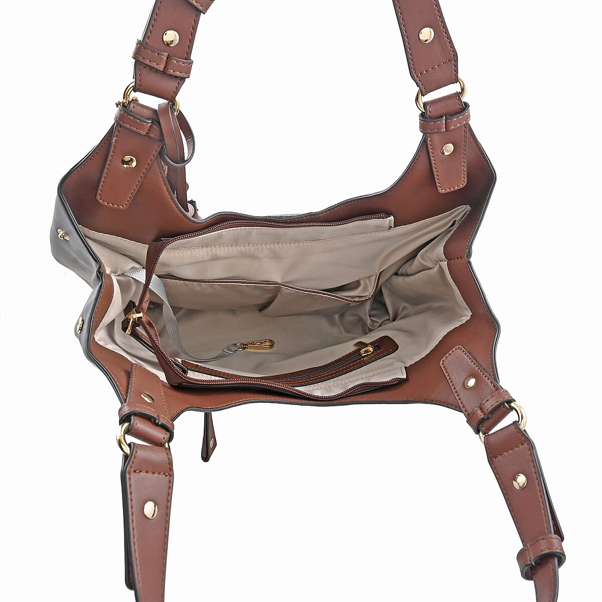 MC Jade Gray Croco Embossed Genuine Leather Tote with Matching Coin Pouch image number 5