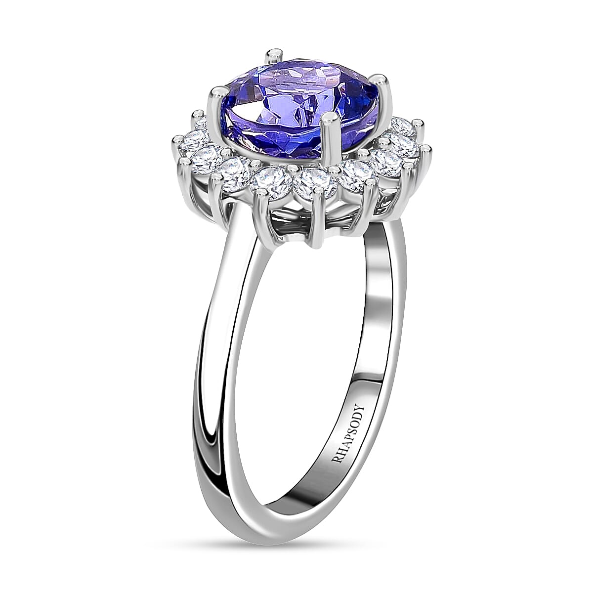 Iliana 18K White Gold AAA Tanzanite and G-H SI Diamond Scallop Halo Ring (Size 9.5) 4.90 Grams 2.75 ctw image number 2