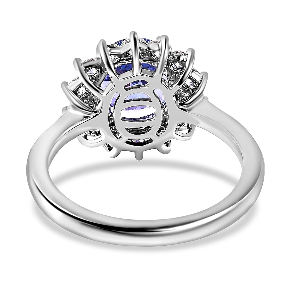 Iliana 18K White Gold AAA Tanzanite and G-H SI Diamond Scallop Halo Ring (Size 9.5) 4.90 Grams 2.75 ctw image number 3