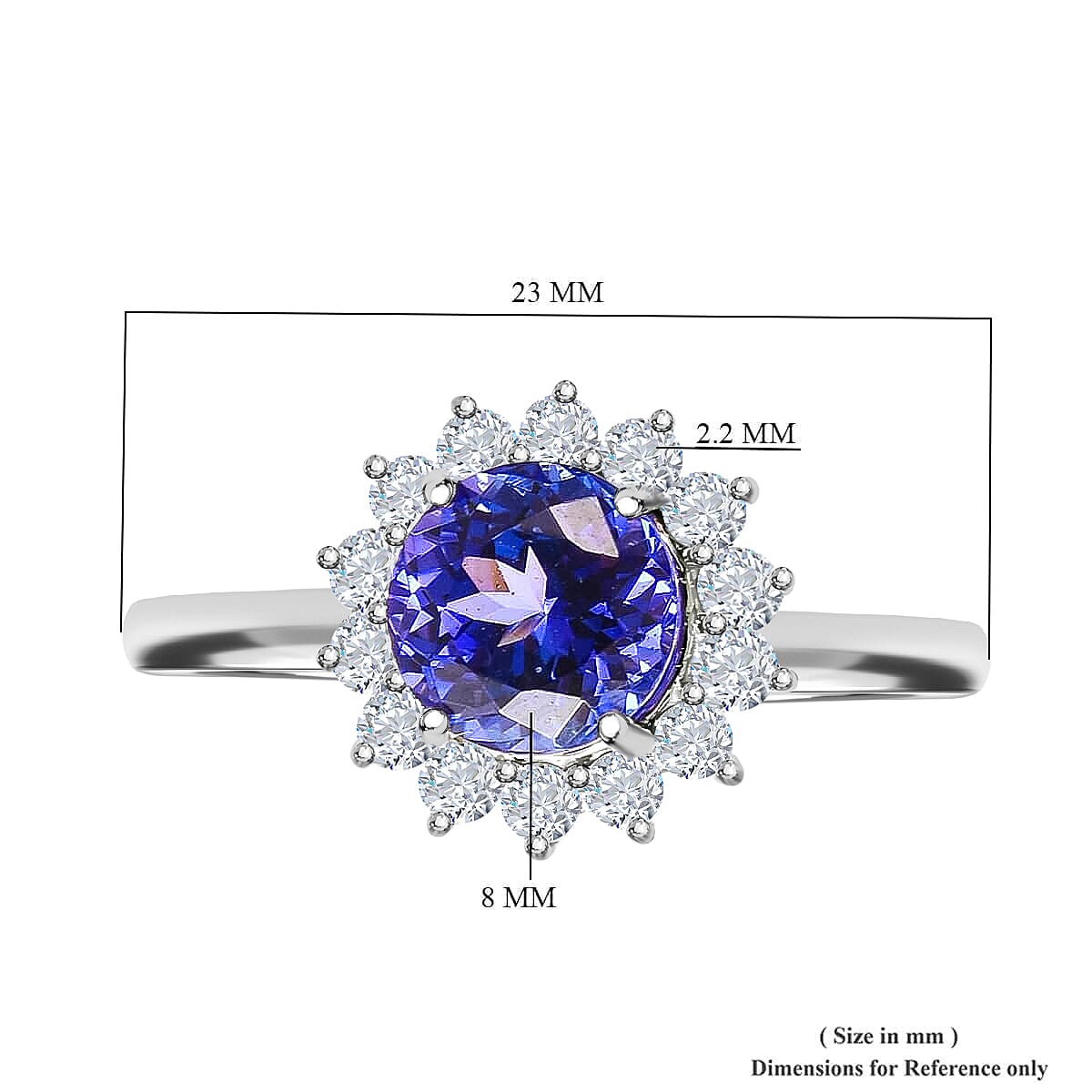 Iliana 18K White Gold AAA Tanzanite and G-H SI Diamond Scallop Halo Ring (Size 9.5) 4.90 Grams 2.75 ctw image number 4