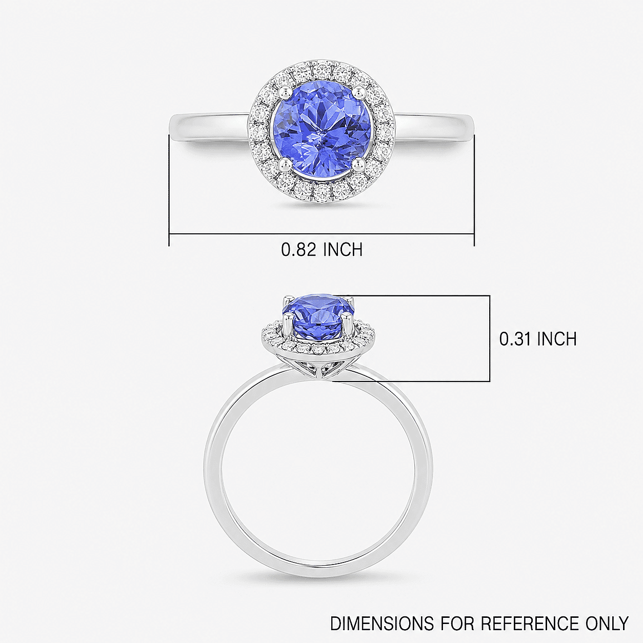 Iliana 18K White Gold AAA Tanzanite and G-H SI Diamond Halo Ring (Size 5.0) 1.80 ctw