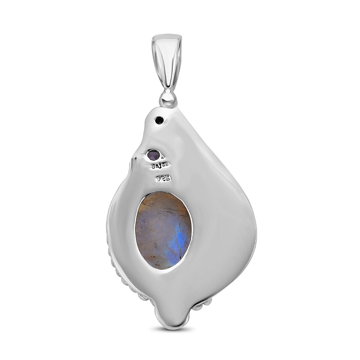 Sajen Rainbow Moonstone 19.28 ctw Pendant in Sterling Silver (10.12 g)