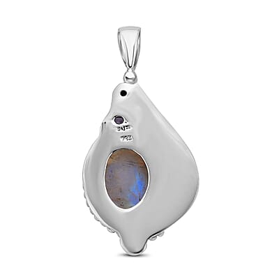 Sajen Rainbow Moonstone 19.28 ctw Pendant in Sterling Silver (10.12 g)
