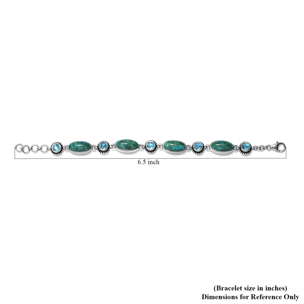 SAJEN SILVER Freshened Turquoise, Rainbow Paraiba Quartz Bracelet in Platinum Over Sterling Silver (8.26 g) 17.10 ctw image number 3
