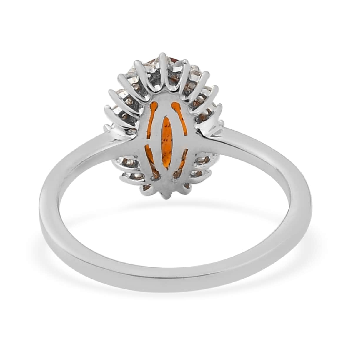 Natural Tanzania Tangerine Kyanite and Natural White Zircon Ring in Platinum Over Sterling Silver (Size 7.0) 1.60 ctw image number 4