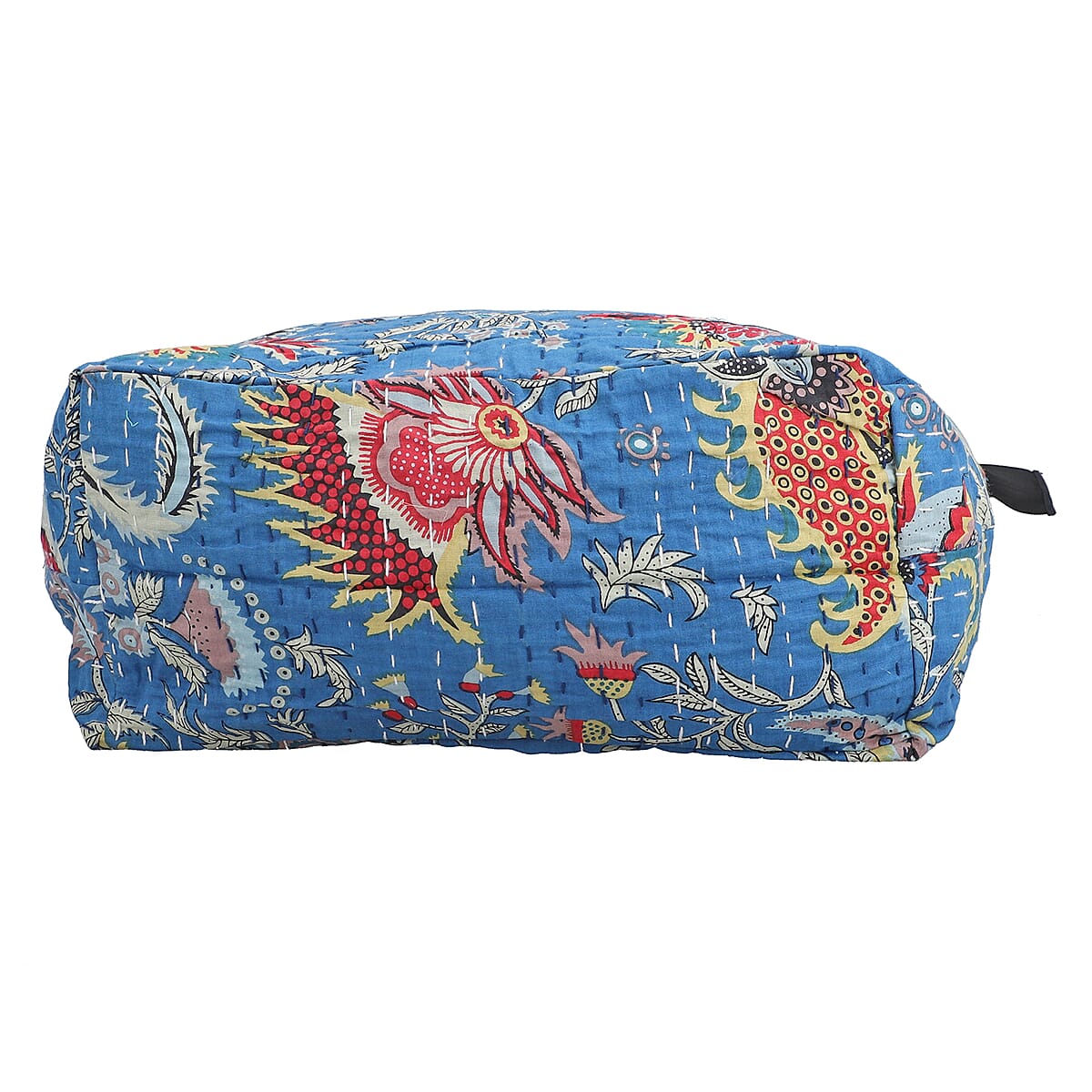 Blue Floral Printed 100% Cotton Kantha Tote Bag image number 4