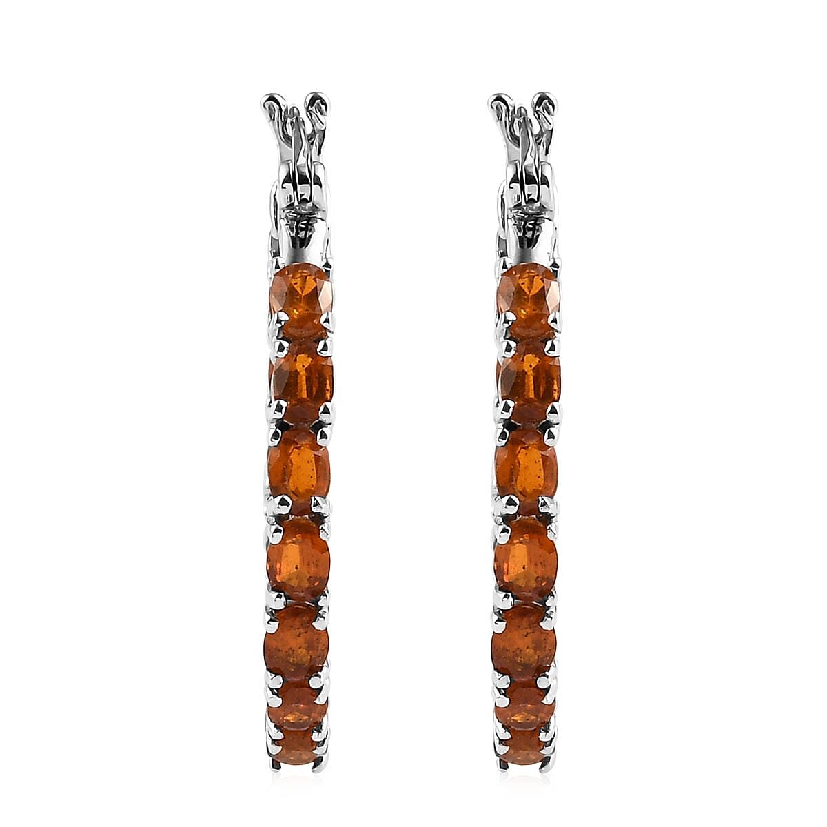 Natural Tanzania Tangerine Kyanite Inside Out Hoop Earrings in Platinum Over Sterling Silver 6.25 ctw
