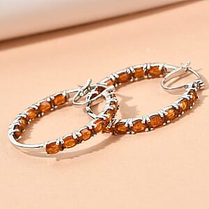 Natural Tanzania Tangerine Kyanite Inside Out Hoop Earrings in Platinum Over Sterling Silver 6.25 ctw