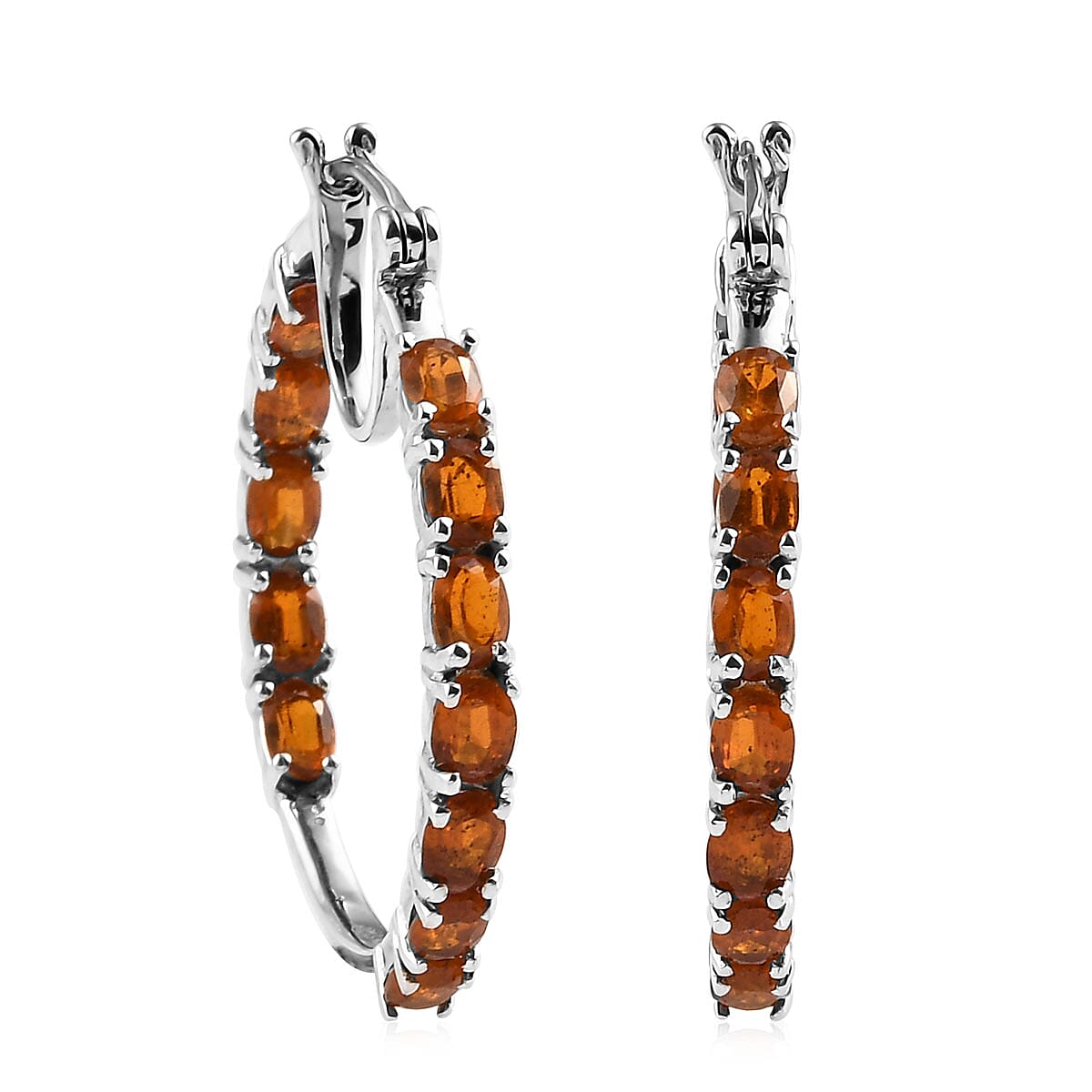 Natural Tanzania Tangerine Kyanite Inside Out Hoop Earrings in Platinum Over Sterling Silver 6.25 ctw image number 3