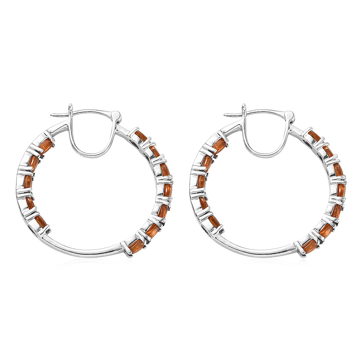 Natural Tanzania Tangerine Kyanite Inside Out Hoop Earrings in Platinum Over Sterling Silver 6.25 ctw image number 4