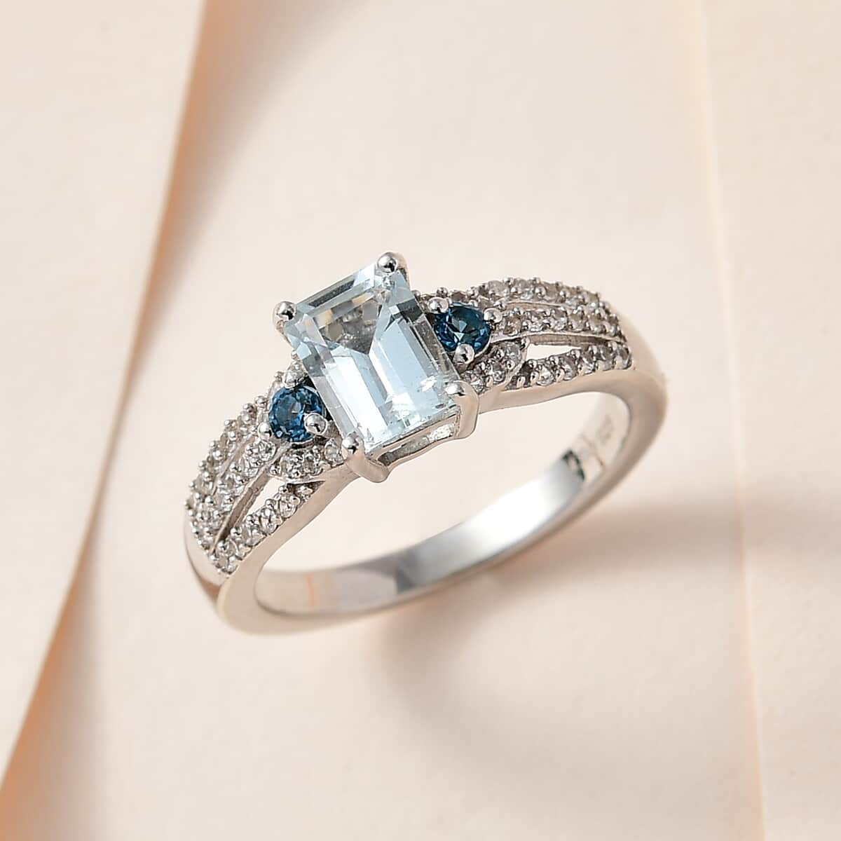 Premium Mangoro Aquamarine and Multi Gemstone Ring in Platinum Over Sterling Silver 1.35 ctw image number 1