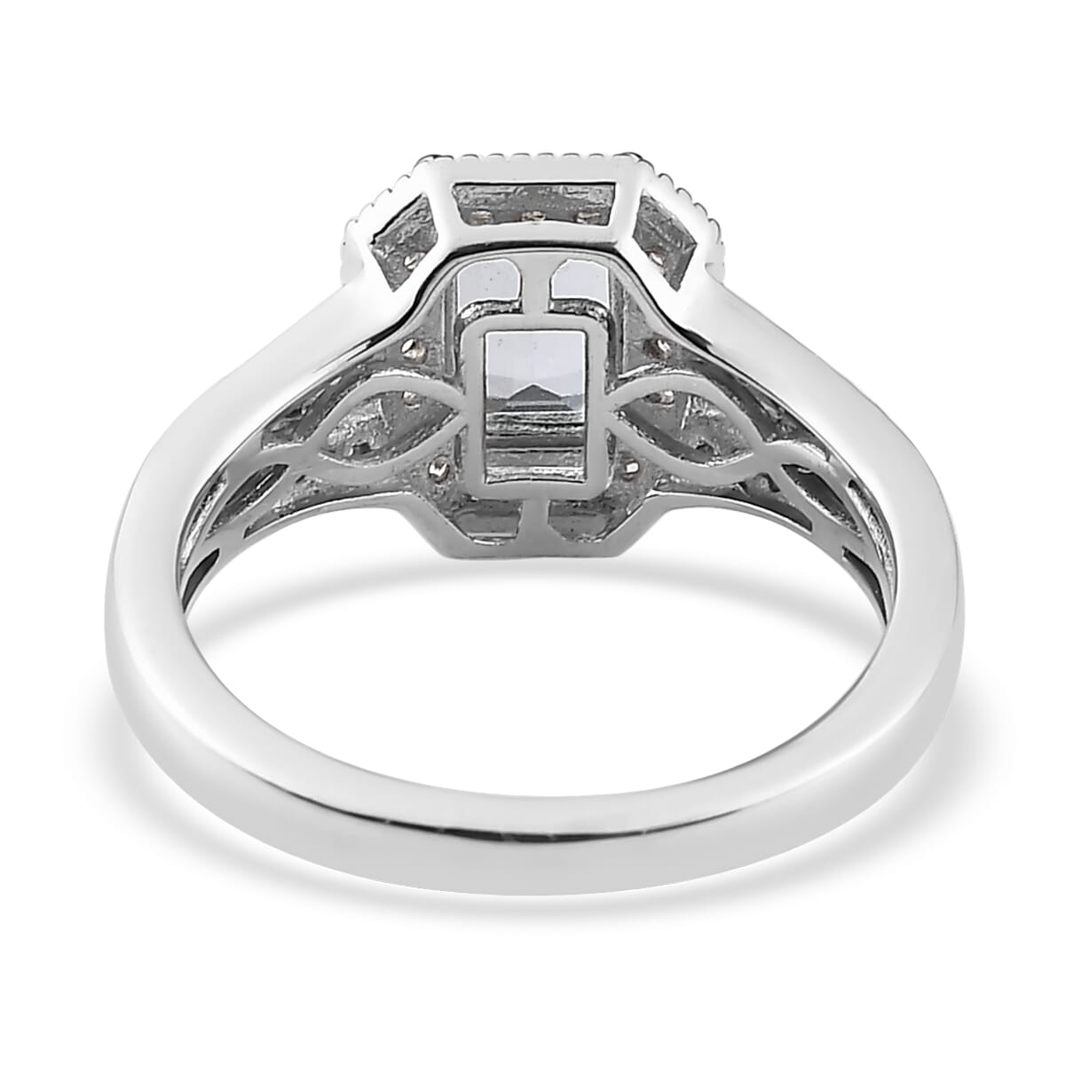 Premium Madagascar Aquamarine and White Zircon Ring in Platinum Over Sterling Silver (Size 10.0) 1.40 ctw image number 4