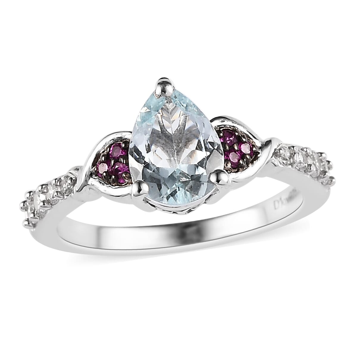 Premium Espirito Santo Aquamarine, Multi Gemstone Ring in Platinum Over Sterling Silver (Size 10.0) 1.15 ctw image number 0