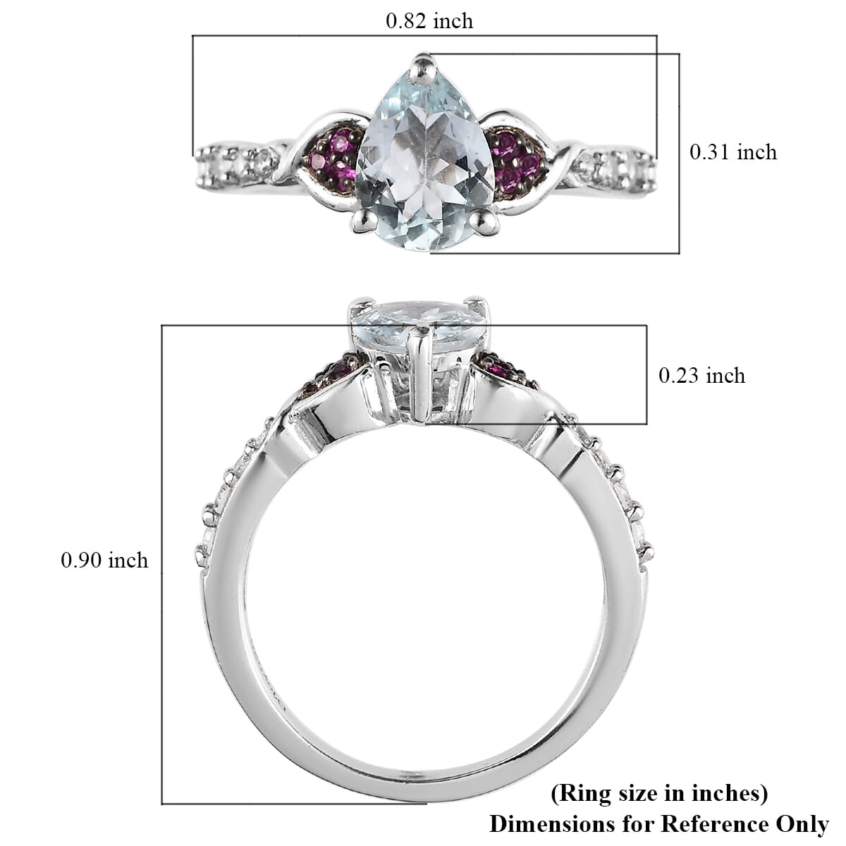 Premium Espirito Santo Aquamarine, Multi Gemstone Ring in Platinum Over Sterling Silver (Size 10.0) 1.15 ctw image number 5