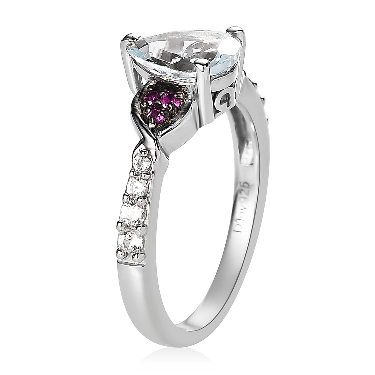 Premium Mangoro Aquamarine and Multi Gemstone Ring in Platinum Over Sterling Silver (Size 9.0) 1.15 ctw image number 3