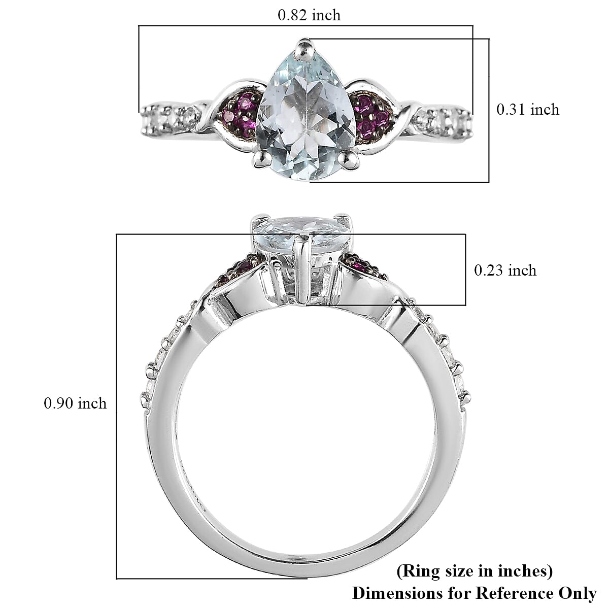 Premium Mangoro Aquamarine and Multi Gemstone Ring in Platinum Over Sterling Silver (Size 9.0) 1.15 ctw image number 5