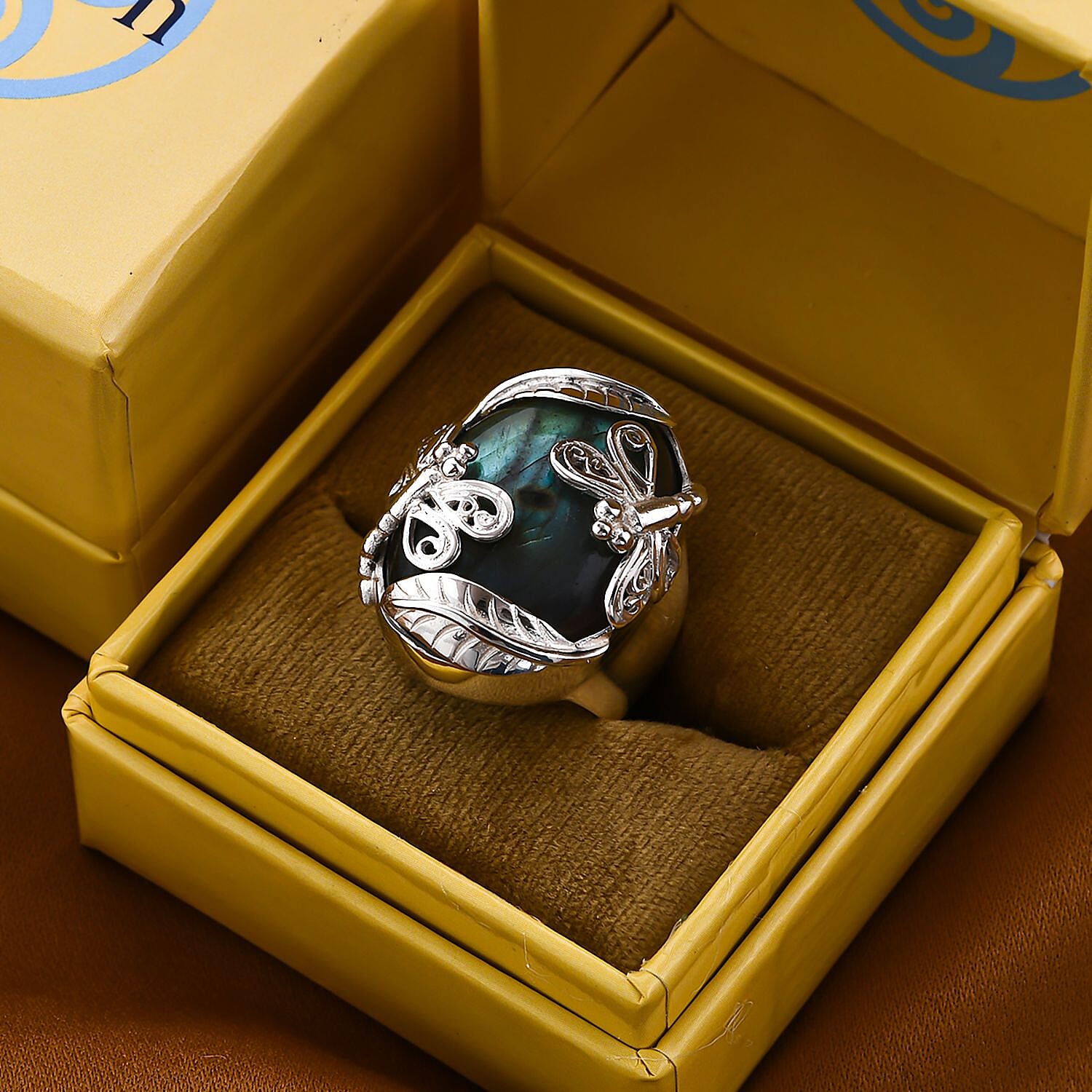 Labradorite 30.00 ctw Ring in Sterling Silver (Size 5.5)