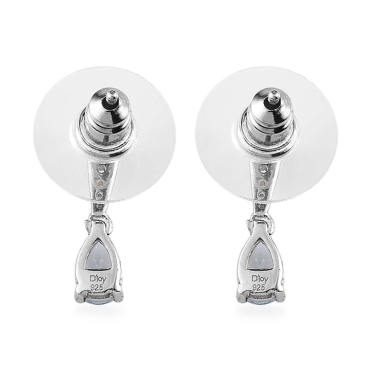 D'Joy Premium Mangoro Aquamarine and White Zircon Drop Earrings in Platinum Over Sterling Silver 0.75 ctw