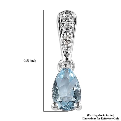 D'Joy Premium Mangoro Aquamarine and White Zircon Drop Earrings in Platinum Over Sterling Silver 0.75 ctw