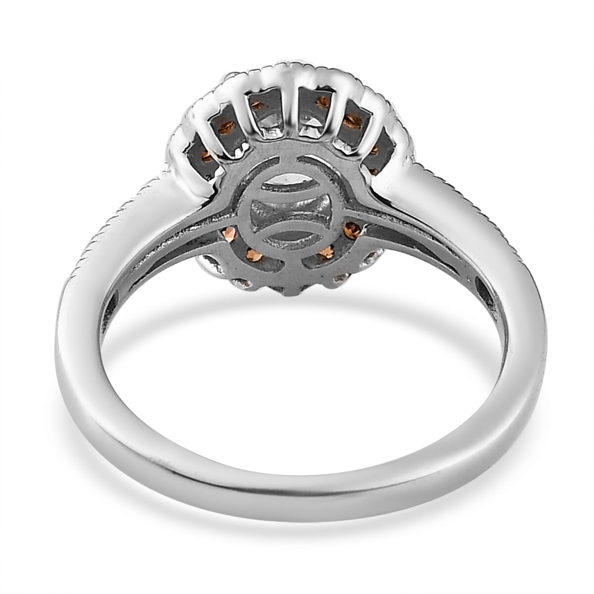 Premium Mangoro Aquamarine, Brown and White Zircon Halo Ring in Platinum Over Sterling Silver 1.15 ctw image number 4