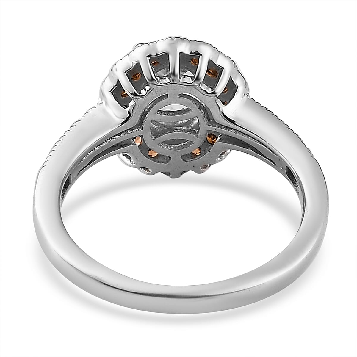 Premium Mangoro Aquamarine, Brown and White Zircon Halo Ring in Platinum Over Sterling Silver (Size 5.0) 1.15 ctw image number 4