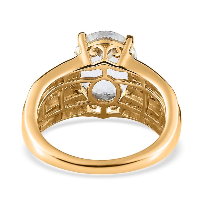 Premium Mangoro Aquamarine and White Zircon Ring in Vermeil Yellow Gold Over Sterling Silver (Size 10.0) 3.75 ctw