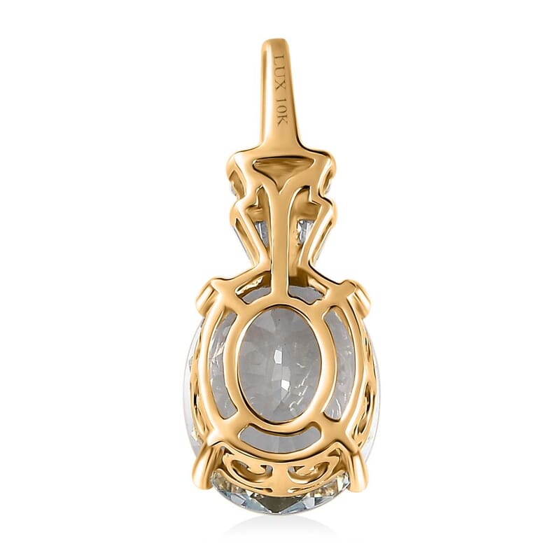 Luxoro 10K Yellow Gold Premium Mangoro Aquamarine and Diamond Pendant without Chain 3.10 ctw