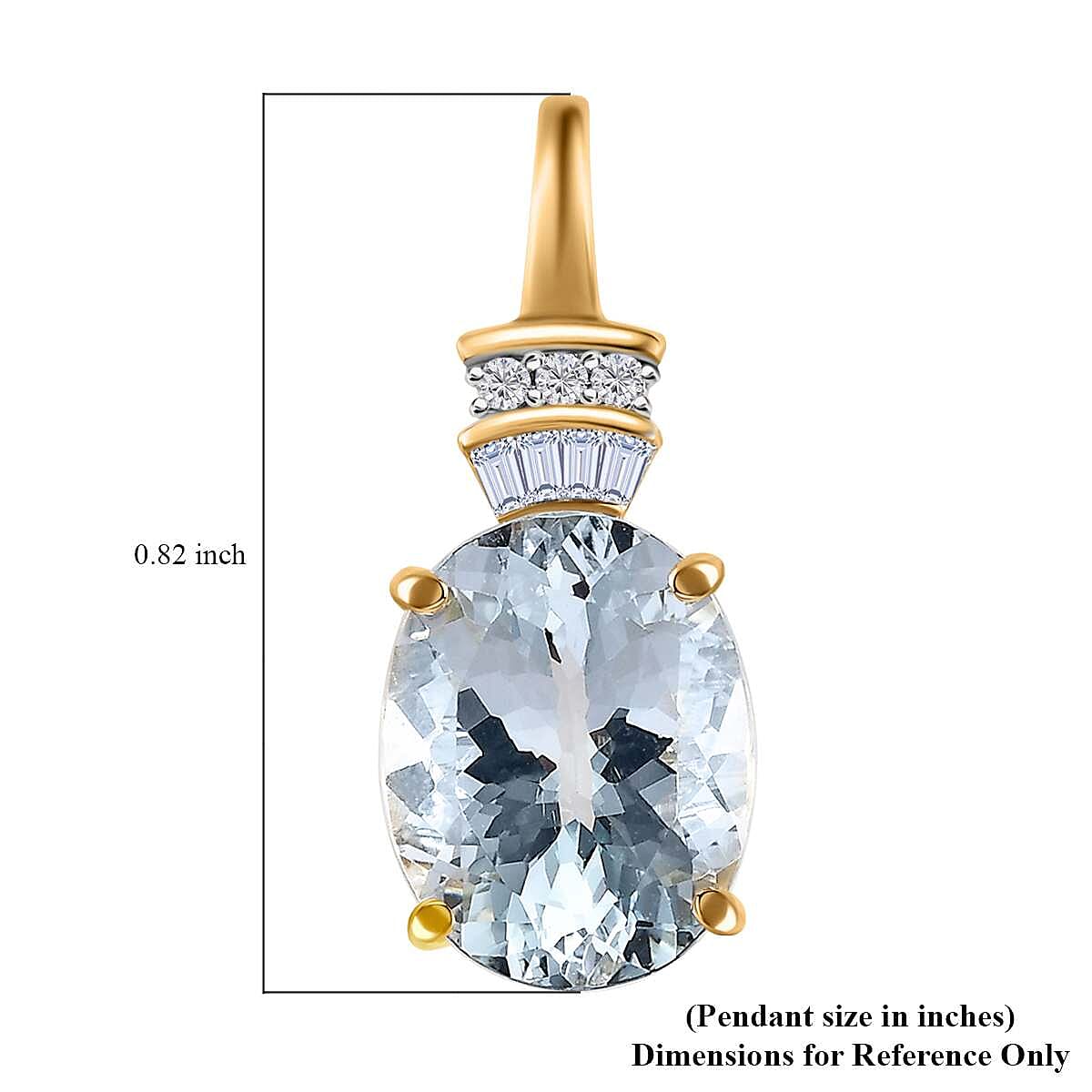Luxoro 10K Yellow Gold Premium Mangoro Aquamarine and Diamond Pendant without Chain 3.10 ctw image number 5