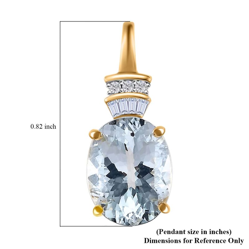 Luxoro 10K Yellow Gold Premium Mangoro Aquamarine and Diamond Pendant without Chain 3.10 ctw
