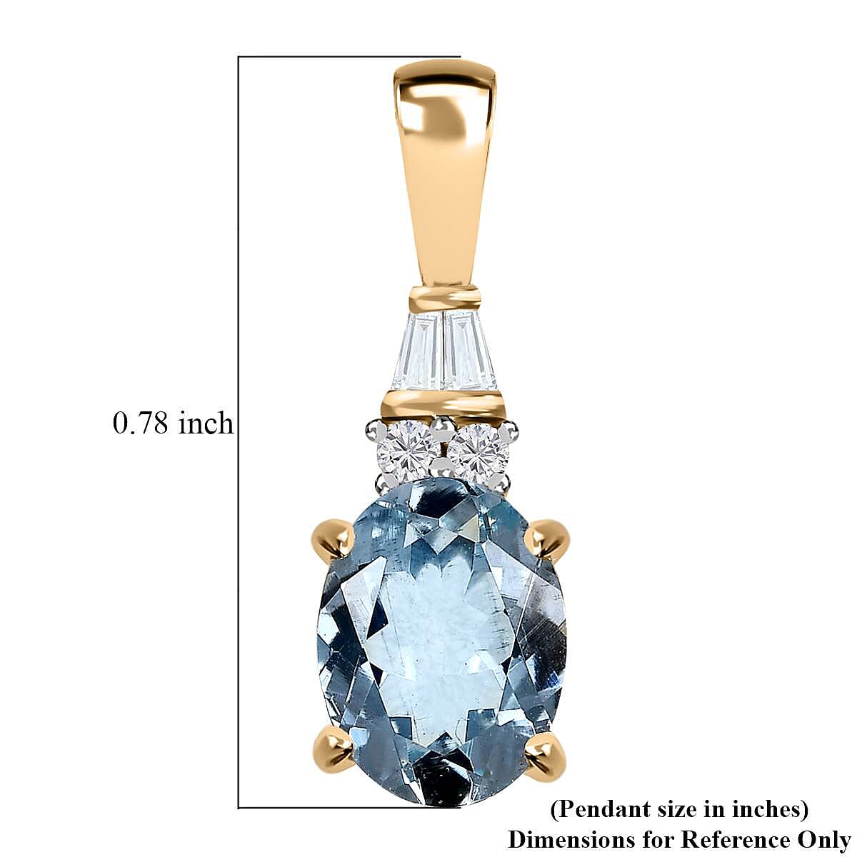 Luxoro 10K Yellow Gold Premium Santa Maria Aquamarine and G-H I3 Diamond Pendant 1.15 ctw image number 5